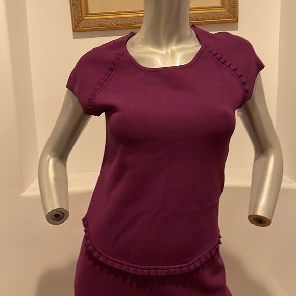 French Connection Short Sleeve Knit Dress Lace Insert Size 12 - Picture 6 of 14